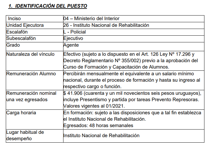 llamado a concurso agente policial