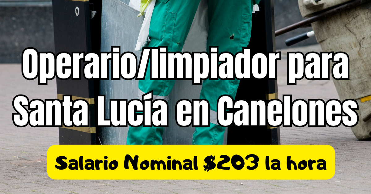 Operario limpiador para Santa Lucía en Canelones