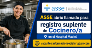 llamado ASSE cocinero Hospital Maciel