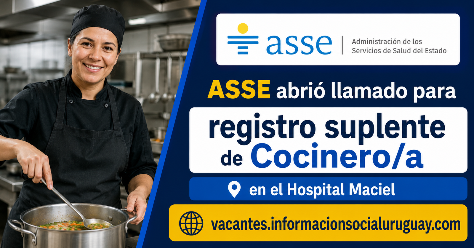 llamado ASSE cocinero Hospital Maciel
