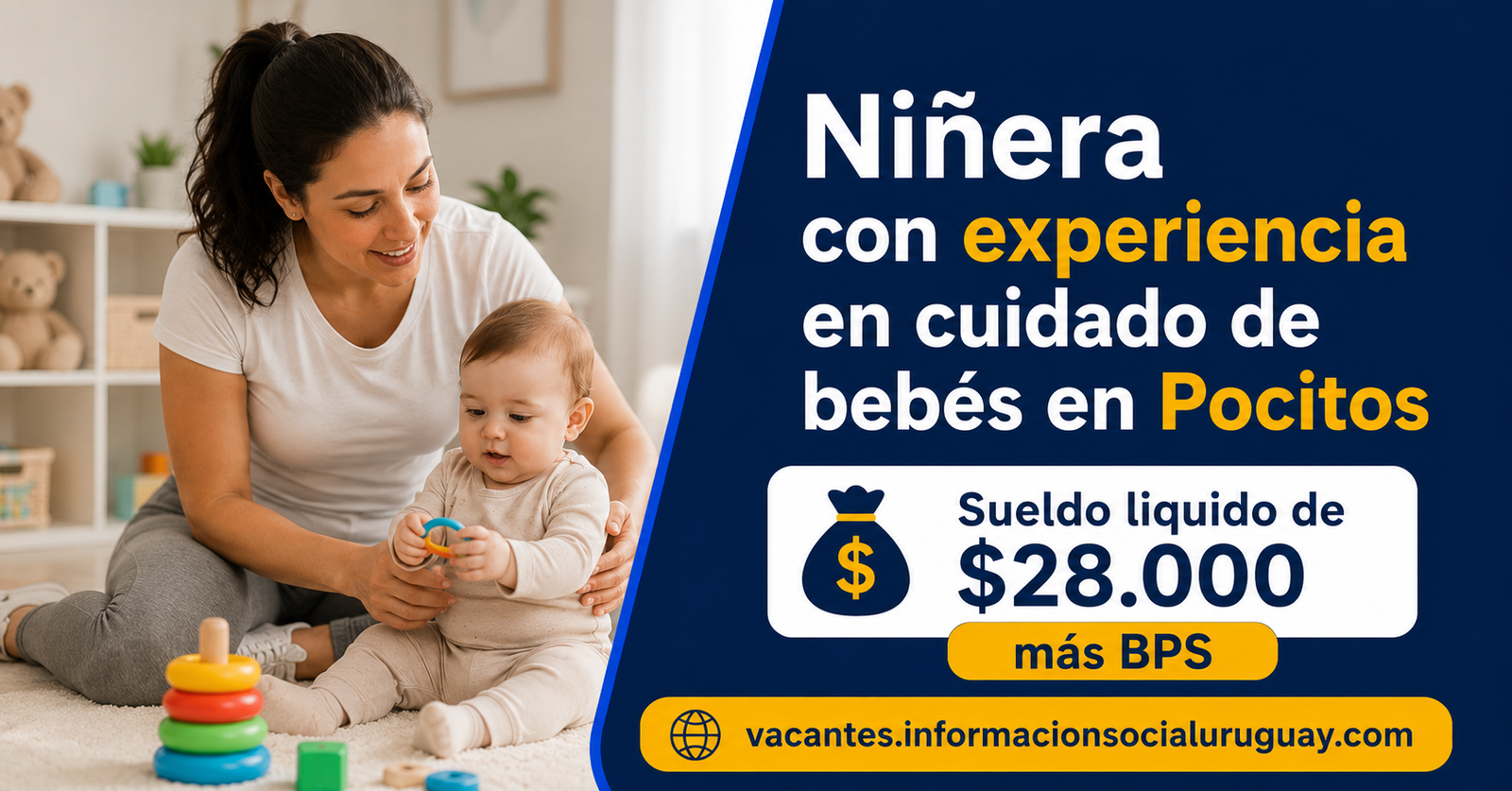 Niñera con experiencia en cuidado de bebés en Pocitos
