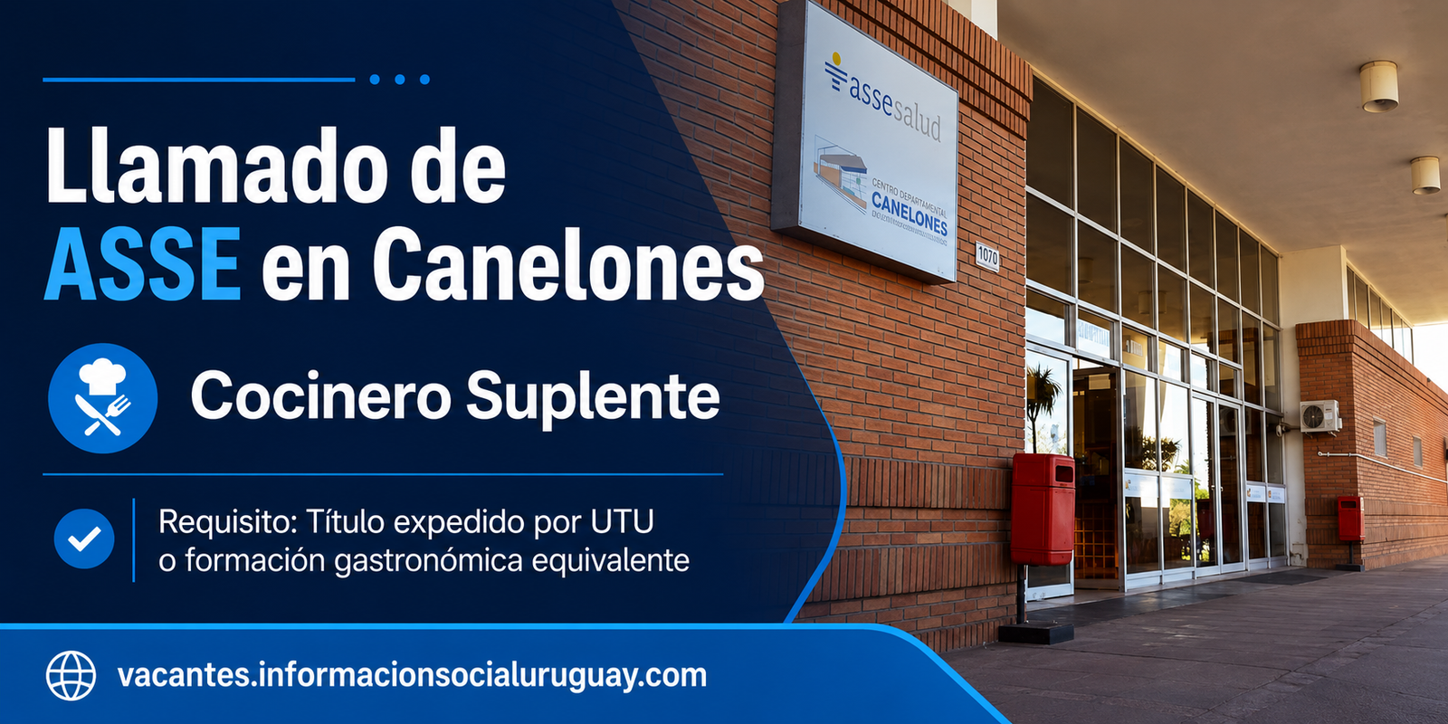 Llamado ASSE cocinero suplente Canelones