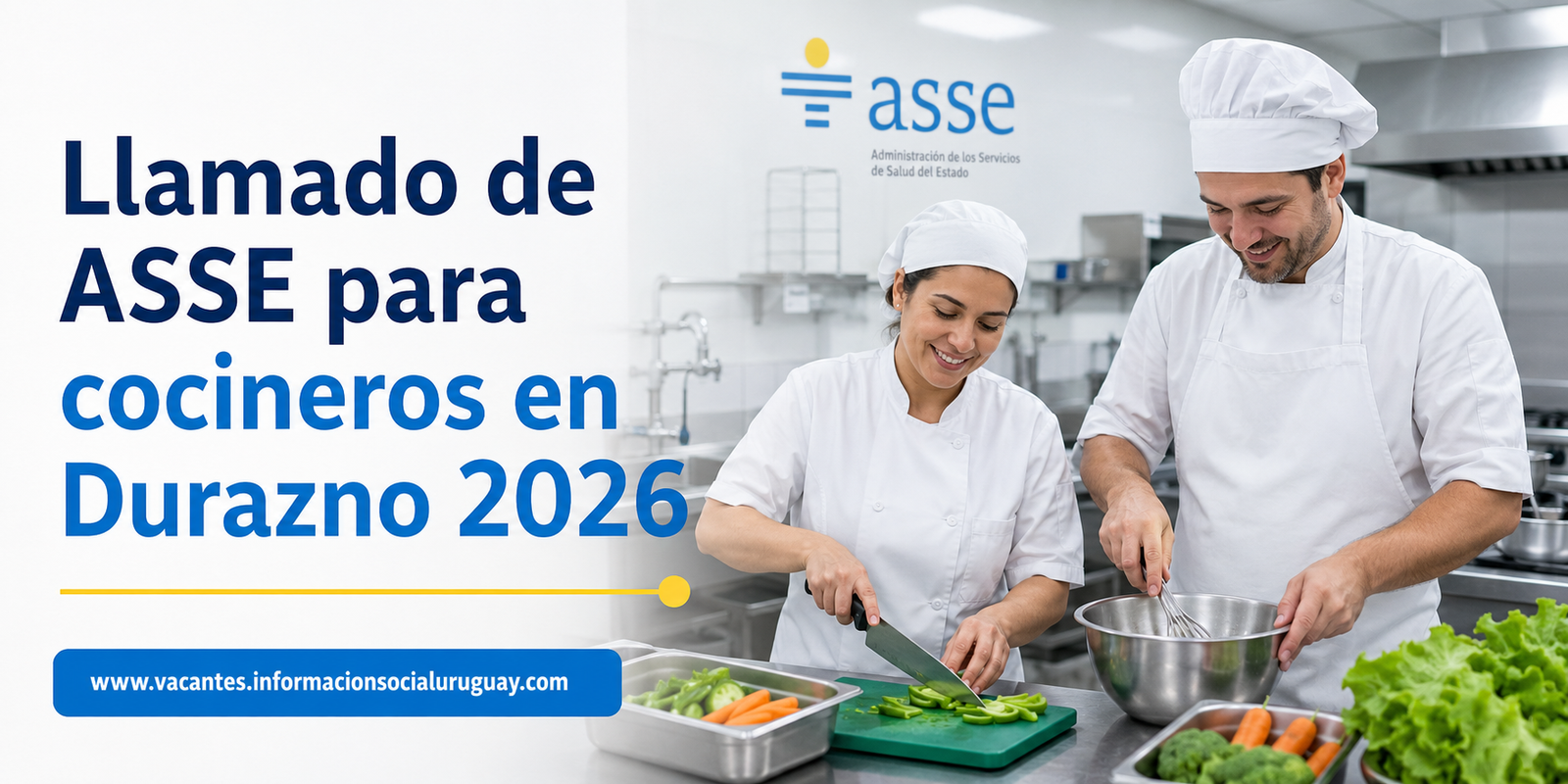 Llamado de ASSE para cocineros en Durazno 2026