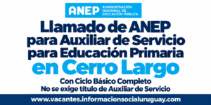 auxiliar de servicio en Cerro Largo